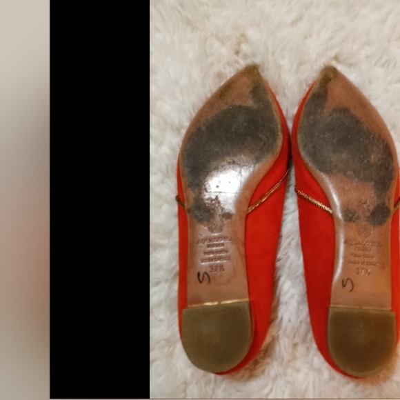 Vintage Aquazzura Firenze Italian Leather Classic Gold Chain Suede Girly Flats - Picture 6 of 9